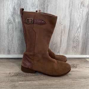 UGG Morgan Suede Riding Boots Women's Size 5 Tan Outdoors Equestrian mid calf